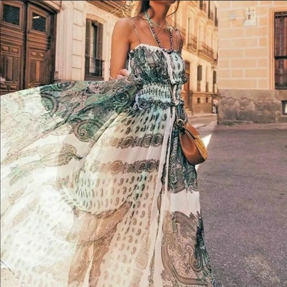 ZARA Printed Dress With Straps